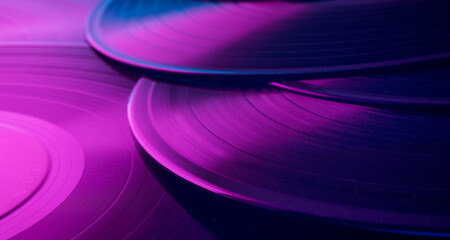 color music background with vinyl records