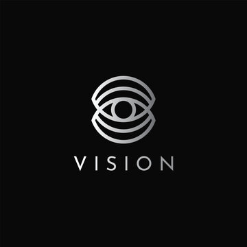 abstract vision eye line logo design