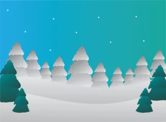 Foto op Plexiglas Winter landscape with trees and snow © Dwirant Design