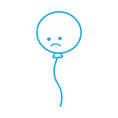 Outline drawing of a Blue Monday balloon with sad smiley face in trendy blue. Happy Blu Monday Day