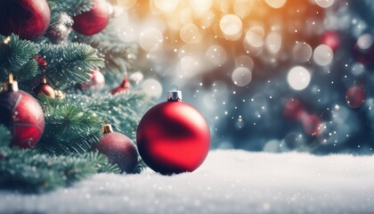 Naklejka na ściany i meble A Christmas tree with ornaments and a red ball ornament