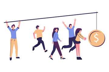  business motivation, take profit sign, the pursuit of money, career growth to success, flat vector design