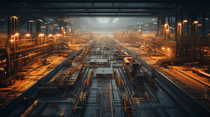 Fototapeta na wymiar Automobile factory. Automobile assembly plant. Generative AI.