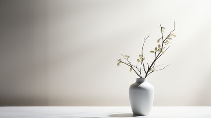 Minimalist white vase with projections, shaded game in the background