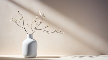 Sculptural Vase with Delicate Twig Shadows
