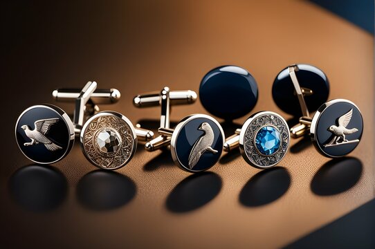 A lineup of luxury cufflinks, each one boasting a unique design.
