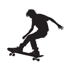 Skating Silhouette vector stock illustration, Skating player silhouette Vector.