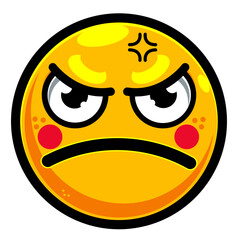 blushing angry emoji face yellow vector ilustration