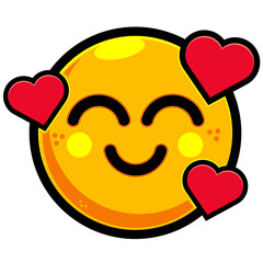 Emoji in love face with heart eyes yellow vector ilustration