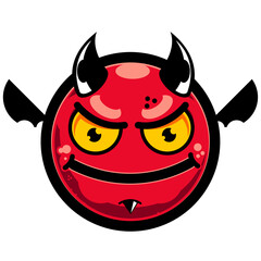 emoji face evil happy smile red vector ilustration