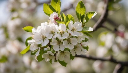 Obraz premium A tree with white flowers in the sun