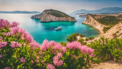 A beautiful beach with a boat in the water