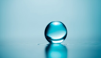 A blue glass ball on a table