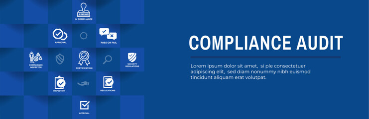 Compliance Audit Web Header Banner with Approved icons