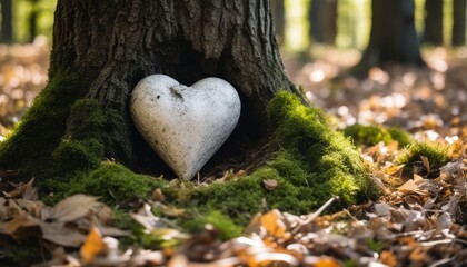 A heart carved into a tree trunk