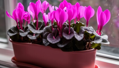 A pink flower in a pot