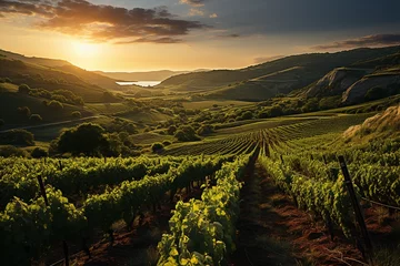 Gordijnen the beauty of the vineyards at sunset © Green