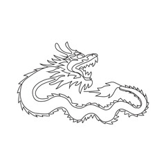 One continuous line drawing of Dragon as a symbol of Chinese New Year vector illustration. Chinese new year symbol illustration simple linear style vector concept. Dragon concept design asset.