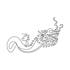 One continuous line drawing of Dragon as a symbol of Chinese New Year vector illustration. Chinese new year symbol illustration simple linear style vector concept. Dragon concept design asset.