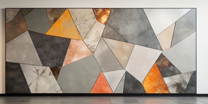 It's a versatile display surface combining stone and ceramic tile background.