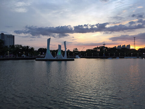 sunset - Ancol beach Jakarta, a very beautiful and exotic place in the capital of Indonesia
