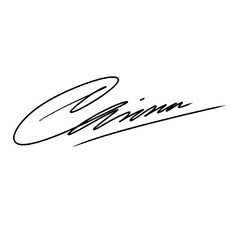 Abstract Signature initial letter C. Vector image with black writing and transparent background.