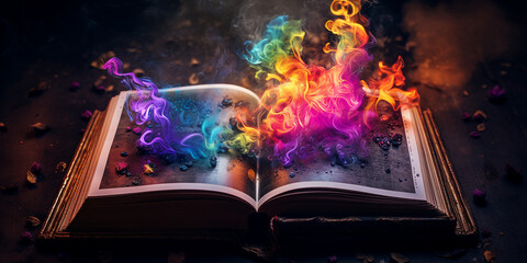 dirty magical Book colorful spell top view