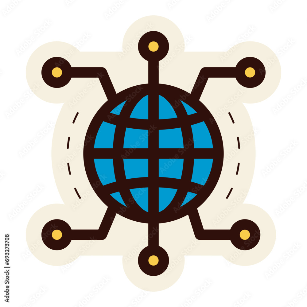 Wall mural global network icon