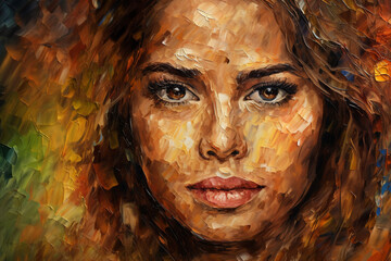 Oil painting image portrait of beautiful lady