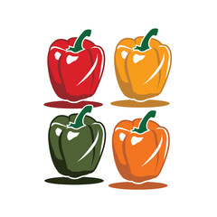 Paprika Vegetable Simple Vector Illustration.