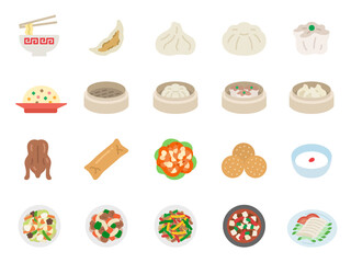 いろいろな、中華料理のアイコンのイラストセット
