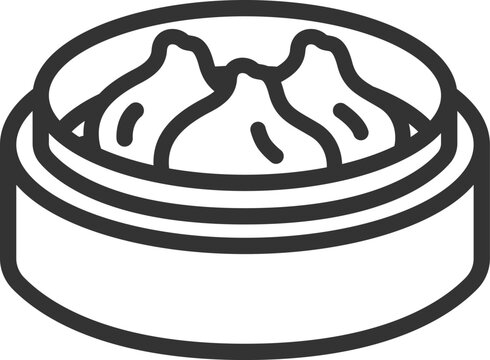 recommend clip art: 蒸篭に入った、小籠包のアイコン（線画）のイラスト