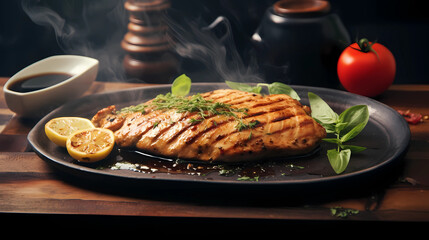 Grilled chicken fillet. Illustration