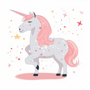 cute unicorn cartoon style with pastel color