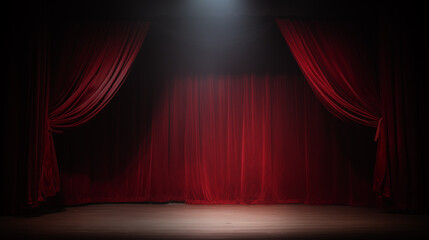 spotlight stage with red curtains