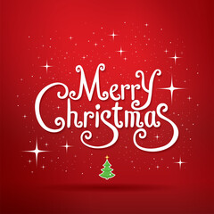 Merry Christmas lettering. Christmas greeting card.