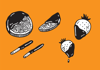 チョコレートをかけたフルーツセット