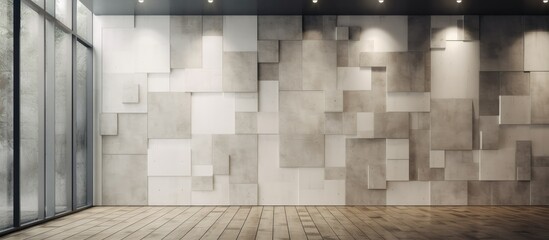 a room with an abstract wall structure.