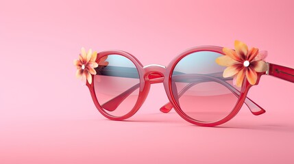 Summer sunglasses on a pink background.