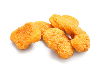 Tasty nuggets on white background
