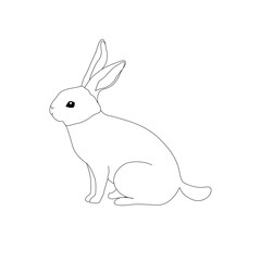 Continuous One line Rabbits outline vector art illustration