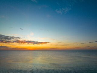 .aerial panorama beautiful sunset at Surin beach Phuket..amazing colorful cloud in beautiful sky at...