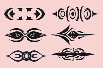 Flat tribal tattoo borders element