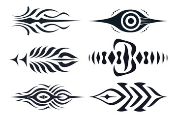 Flat tribal tattoo borders element - obrazy, fototapety, plakaty