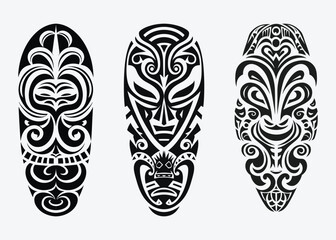 Hand drawn set of tattoo sketch maori style for leg or shoulder
