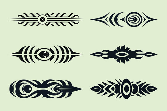 Flat tribal tattoo borders element