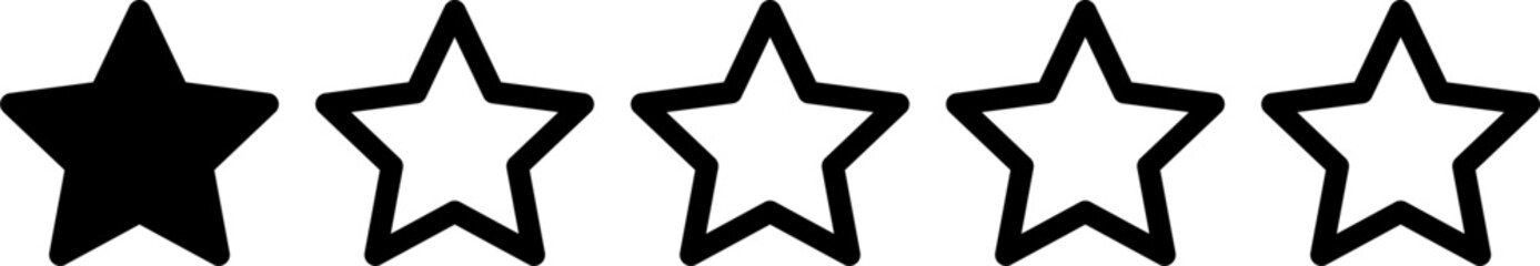 Golden Black and White Five 1 Star Icon Product Quality Review Symbol. Vector Image.