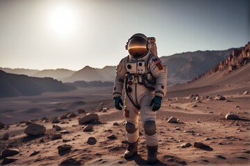 Astronaut exploring a distant planet