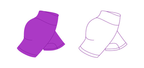 Sports woman purple cycling shorts vector illustration in two variations. Legging shorts fashion flat design isolated on a white background. For sports product design, stickers and templates