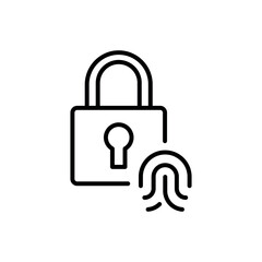 Touch id icon vector illustration. Padlock and fingerprint on isolated background. Biometric identification sign concept.